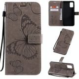 Voor Galaxy A71 Geperst printen Vlinderpatroon Horizontaal Flip PU Lederen hoesje met Houder & Card Slots & Wallet & Lanyard(Grijs)