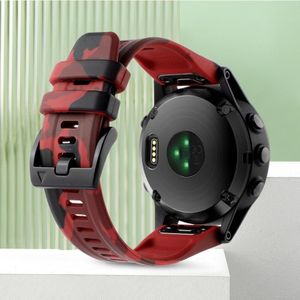 Voor Garmin Fenix 7X Pro 51 mm 26 mm camouflage siliconen horlogeband (camouflage rood)