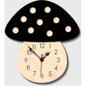 Kindergarten Cartoon Mute Wall Clock Creative Children Colorful Mushroom Decorative Clock(Black)