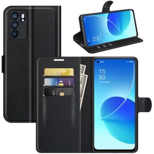 For OPPO Reno6 5G Litchi Texture Horizontal Flip Protective Case with Holder & Card Slots & Wallet(Black)