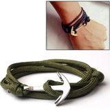 Alloy Anchor Charm Multilayer Leather Friendship Bracelets (Army Green)