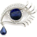 Fashion Angel Tears Brooch Pin Diamond Eyelash Corsage(Silver and white diamonds)