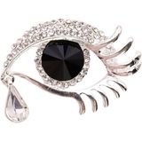 Fashion Angel Tears Brooch Pin Diamond Eyelash Corsage(Silver and white diamonds)