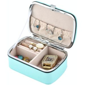 HN-002 Travel Mini Portable PU Ear Stud Jewelry Storage Box(Blue)