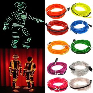 Flexible LED Light EL Wire String Strip Rope Glow Decor Neon Lamp USB Controlle 3M Energy Saving Mask Glasses Glow Line F277  Random Colors Delivery