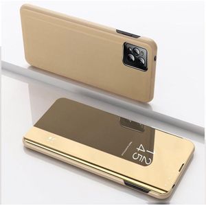For OPPO Find X3 / Find X3 Pro Plated Mirror Horizontal Flip Leather Case with Holder(Gold)