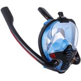 Snorkeling Mask Double Tube Silicone Full Dry Diving Mask Adult Swimming Mask Diving Goggles  Size: S/M(Black/Blue)