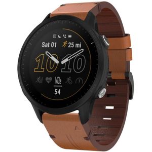 Voor Garmin Forerunner 955 22mm lederen stalen gesp horlogeband