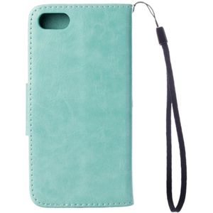 For  iPhone 8 & 7  Pressed Flowers Horizontal Flip Leather Case with Holder & Card Slots & Wallet(Green)