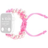 Umbrella Rope Bead Nylon Replacement Watchbands For Apple Watch Series 6 & SE & 5 & 4 44mm / 3 & 2 & 1 42mm(Pink)