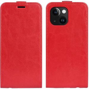 Voor iPhone 15 Plus R64 textuur enkele verticale flip lederen telefoonhoes