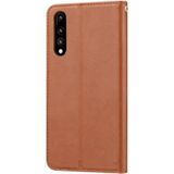 Knead huidtextuur horizontale Flip lederen case voor Huawei P20  met foto frame & houder & kaartsleuven & portemonnee (bruin)