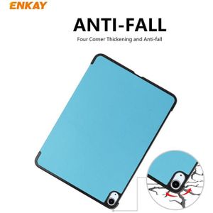 For iPad Air 2020 10.9 / iPad Pro 11 2018 ENKAY ENK-8013 PU Leather + Plastic Smart Case with Three-folding Holder(Light Blue)