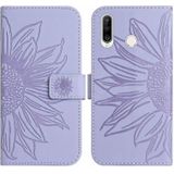 Voor Huawei P30 Lite Skin Feel Sun Flower Pattern Flip Leather Phone Case met Lanyard (Paars)