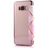 For Samsung Galaxy S8 Bronzing Plating PU + TPU Horizontal Flip Leather Case with Holder & Card Slot(Pink White)