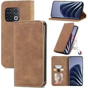For OnePlus 10 Pro Retro Skin Feel Magnetic Horizontal Flip Leather Phone Case(Brown)