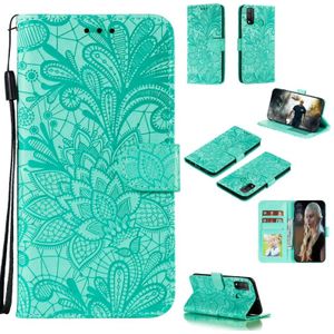 For Huawei P Smart 2020 Lace Flower Embossing Pattern Horizontal Flip Leather Case  with Holder & Card Slots & Wallet & Photo Frame & Lanyard(Green)