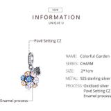 S925 Sterling Silver Colorful Zircon Flowers Pendant DIY Bracelet Necklace Accessories