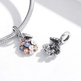 S925 Sterling Silver Colorful Zircon Flowers Pendant DIY Bracelet Necklace Accessories