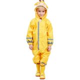 Children One-Piece Raincoat Boys And Girls Lightweight Hooded Poncho  Size: S(Yellow)