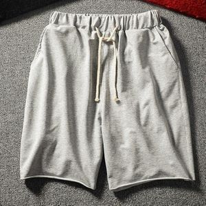 Mens Shorts Straight Casual Sports Pants Loose Solid Color Stretch Five-point Pants (Color:Grey Size:XL)