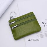 Genuine Leather Women Small Wallet Change Purses Zipper Card Holder Wallets(Light Green)