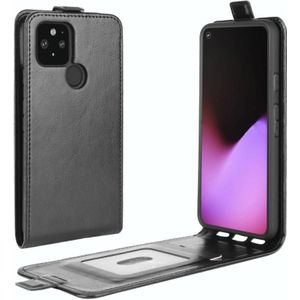 For Google Pixel 5 XL  R64 Texture Single Vertical Flip Leather Protective Case with Card Slots & Photo Frame(Black)