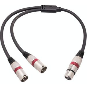 2055YMMF-05 XLR 3pin vrouwelijk naar dubbel mannelijk audiokabel  lengte: 50cm (zwart+rood)