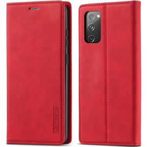 For Samsung Galaxy S20 FE LC.IMEEKE Strong Magnetism Ultra-thin Horizontal Flip Shockproof Matte TPU + PU Leather Case with Holder & Card Slots & Wallet(Red)