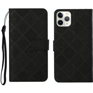Ethnic Style Embossed Pattern Horizontal Flip Leather Case with Holder & Card Slots & Wallet & Lanyard For iPhone 11 Pro Max(Black)
