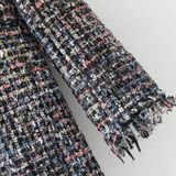 Medium Long Tweed Pearl Fringe Women Coat (Color:Colour Size:XL)