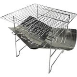 Outdoor Camp Portable Folding Stainless Steel Barbecue Charcoal Grill + Wire Mesh (Silver)