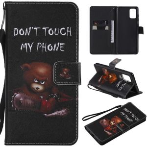 For Galaxy A71 Painting Horizontal Flip Leather Case with Holder & Card Slot & Lanyard(Bear)