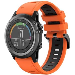 Voor Garmin Fenix 3 Sapphire 26mm tweekleurige sport siliconen horlogeband (oranje + zwart)