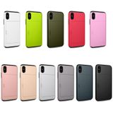 For iPhone X  TPU + PC Dropproof Protective Back Cover Case with Card Slot(Fluorescent Green Light)