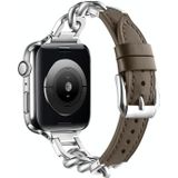 Ketting lederen horlogeband voor Apple Watch Ultra 49 mm / serie 8 & 7 45 mm / SE 2 & 6 & SE & 5 & 4 44 mm / 3 & 2 & 1 42 mm  maat: S