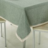 Decorative Tablecloth Imitation Linen Lace Table Cloth Dining Table Cover  Size:130x170cm(Olive Green)
