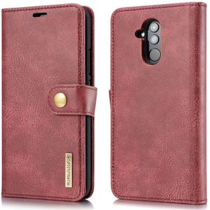 DG.MING Crazy Horse Texture Flip Detachable Magnetic Leather Case for Huawei Mate 20 Lite / Maimang 7  with Holder & Card Slots & Wallet (Red)