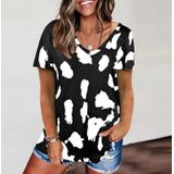 Leopard Texture Print Loose Short Sleeve T-Shirt for Ladies (Color:Black Size:M)