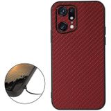 For OPPO Find X5 Accurate Hole Carbon Fiber Texture PU Phone Case(Red)