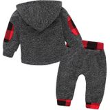 Hoodies Peuter Plaid Hooded Tops Long Pants Kids Set  Kid Size:90cm (Donkergrijs)