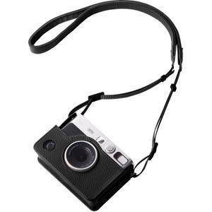 For FUJIFILM instax mini Evo Full Body Camera Genuine Leather Case Bag with Strap(Black)
