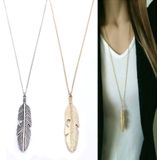 Simple Classic pendant Necklace Feather Necklace Long Sweater Chain Jewelry choker Necklace for Women(Gold)