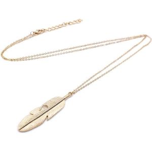 Simple Classic pendant Necklace Feather Necklace Long Sweater Chain Jewelry choker Necklace for Women(Gold)