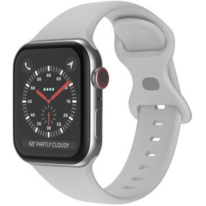 Butterfly Buckle Silicone Watch Band  Grootte: L voor Apple Watch Series 7 45 mm / 6 & SE & 5 & 4 44mm / 3 & 2 & 1 42 mm (Cloud Gray)