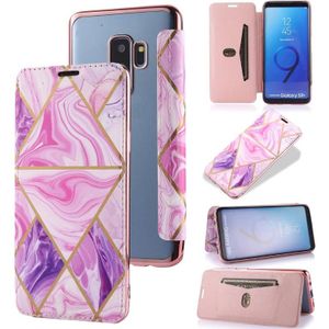For Samsung Galaxy S9+ Bronzing Plating PU + TPU Horizontal Flip Leather Case with Holder & Card Slot(Pink Purple)