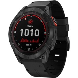 Voor Garmin Fenix 7X Solar 26mm lederen stalen gesp horlogeband