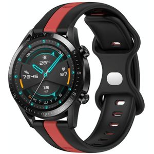 Voor Huawei GT2 46 mm 20 mm vlindergesp tweekleurige siliconen horlogeband (zwart + rood)