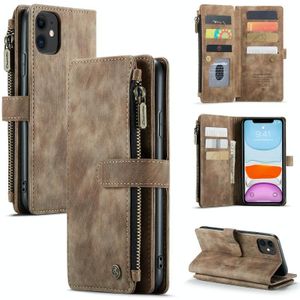 Caseme-C30 PU + TPU Multifunctionele Horizontale Flip Leren Case met Houder & Card Slot & Portemonnee & Rits Pocket voor iPhone 11 (Brown)