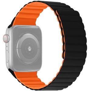 Siliconen magnetische geïntegreerde lange band horlogeband voor Apple Watch Series 7 41mm / 6 & SE & 5 & 4 40mm / 3 & 2 & 1 38mm (zwart oranje)